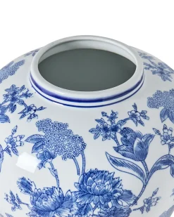 Vaso con coperchio ALFARO Porcellana 46 cm Bianco/Blu