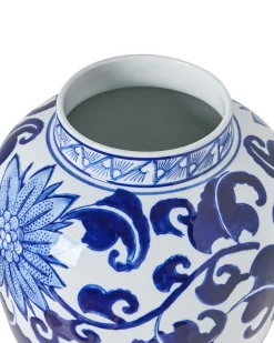Vaso con coperchio CUENCA Porcellana 36 cm Bianco/Blu