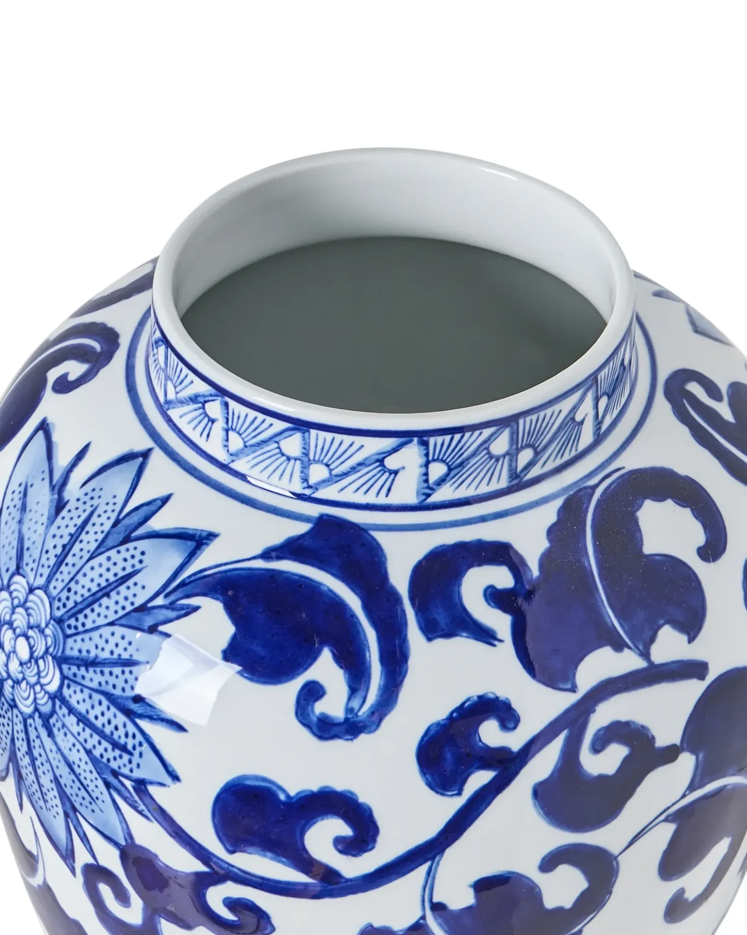 Vaso con coperchio CUENCA Porcellana 36 cm Bianco/Blu