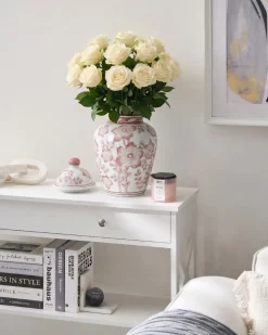 Vaso con coperchio MOGUER Porcellana 36 cm Rosso/Bianco