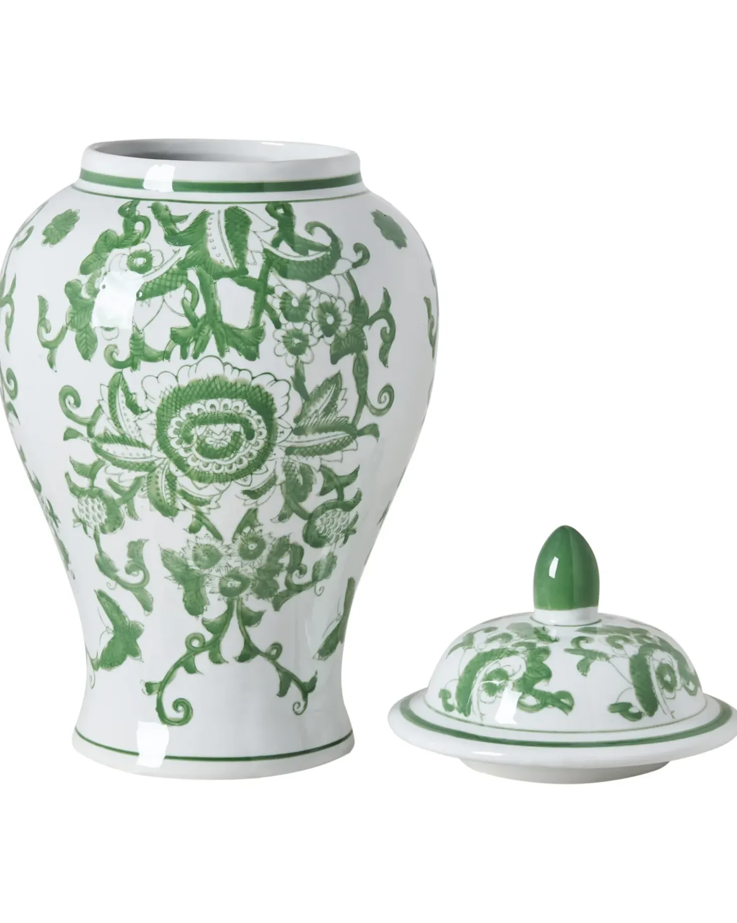 Vaso con coperchio MONDRAGON Porcellana 37 cm Bianco/Verde