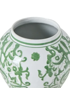 Vaso con coperchio MONDRAGON Porcellana 37 cm Bianco/Verde