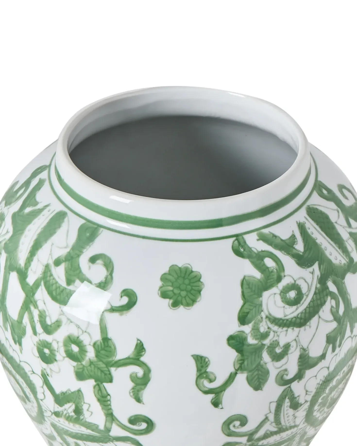 Vaso con coperchio MONDRAGON Porcellana 37 cm Bianco/Verde