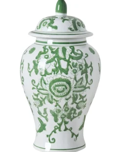 Vaso con coperchio MONDRAGON Porcellana 37 cm Bianco/Verde