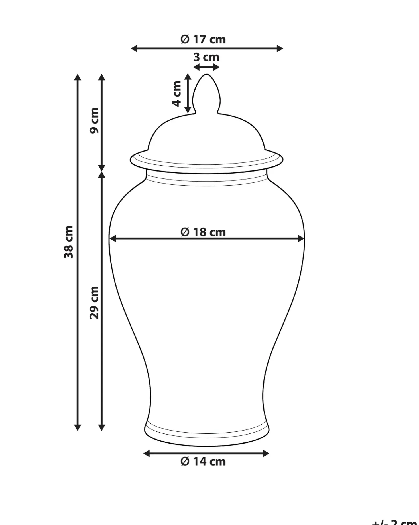 Vaso con coperchio SEWILLA Porcellana 38 cm Rosso/Bianco