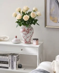 Vaso con coperchio SEWILLA Porcellana 38 cm Rosso/Bianco