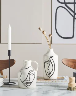 Vaso da fiori AENUS Gres porcellanato 22 cm Bianco