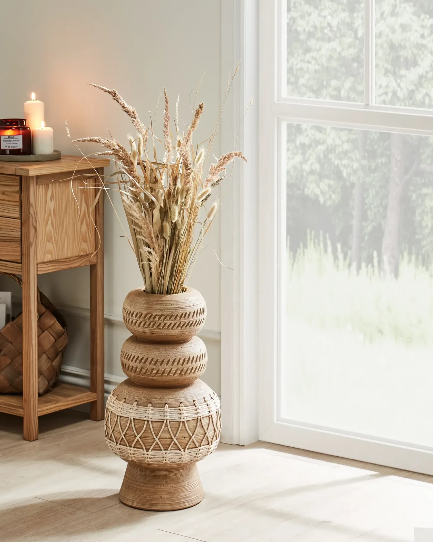 Vaso da fiori ALMIROS Ceramica 51 cm Marrone chiaro