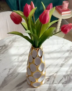 Vaso da fiori AVILA Gres porcellanato 36 cm Bianco
