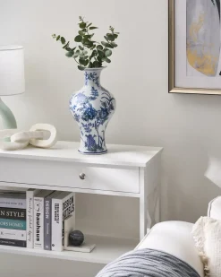 Vaso da fiori BERGA Porcellana 36 cm Bianco/Blu