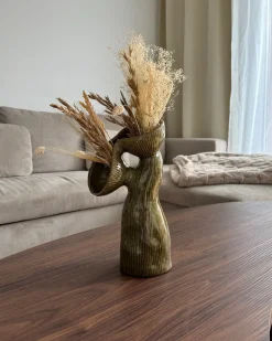 Vaso da fiori CALAMUS Gres porcellanato 28 cm Verde