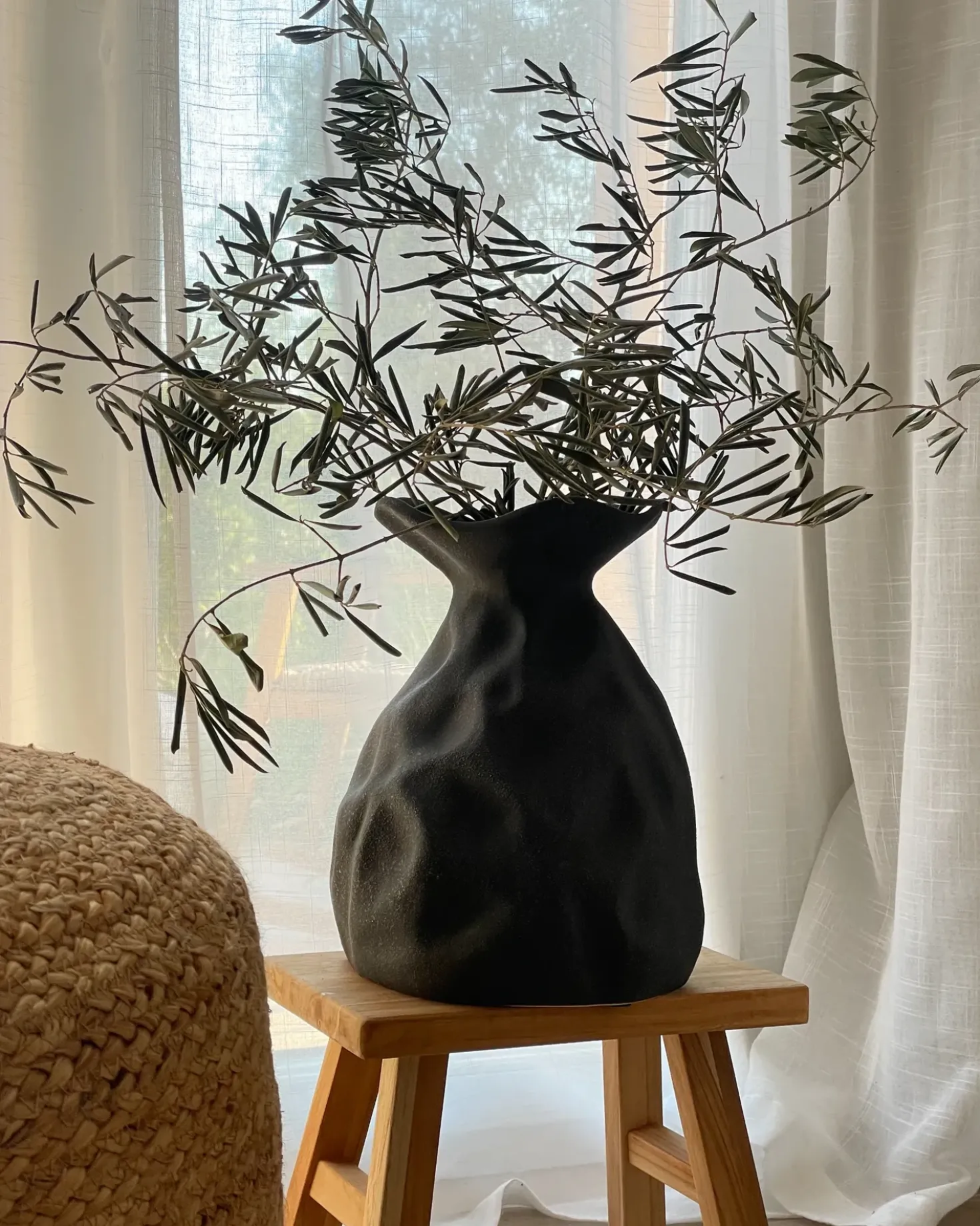Vaso da fiori COONTAIL Gres porcellanato 31 cm Nero