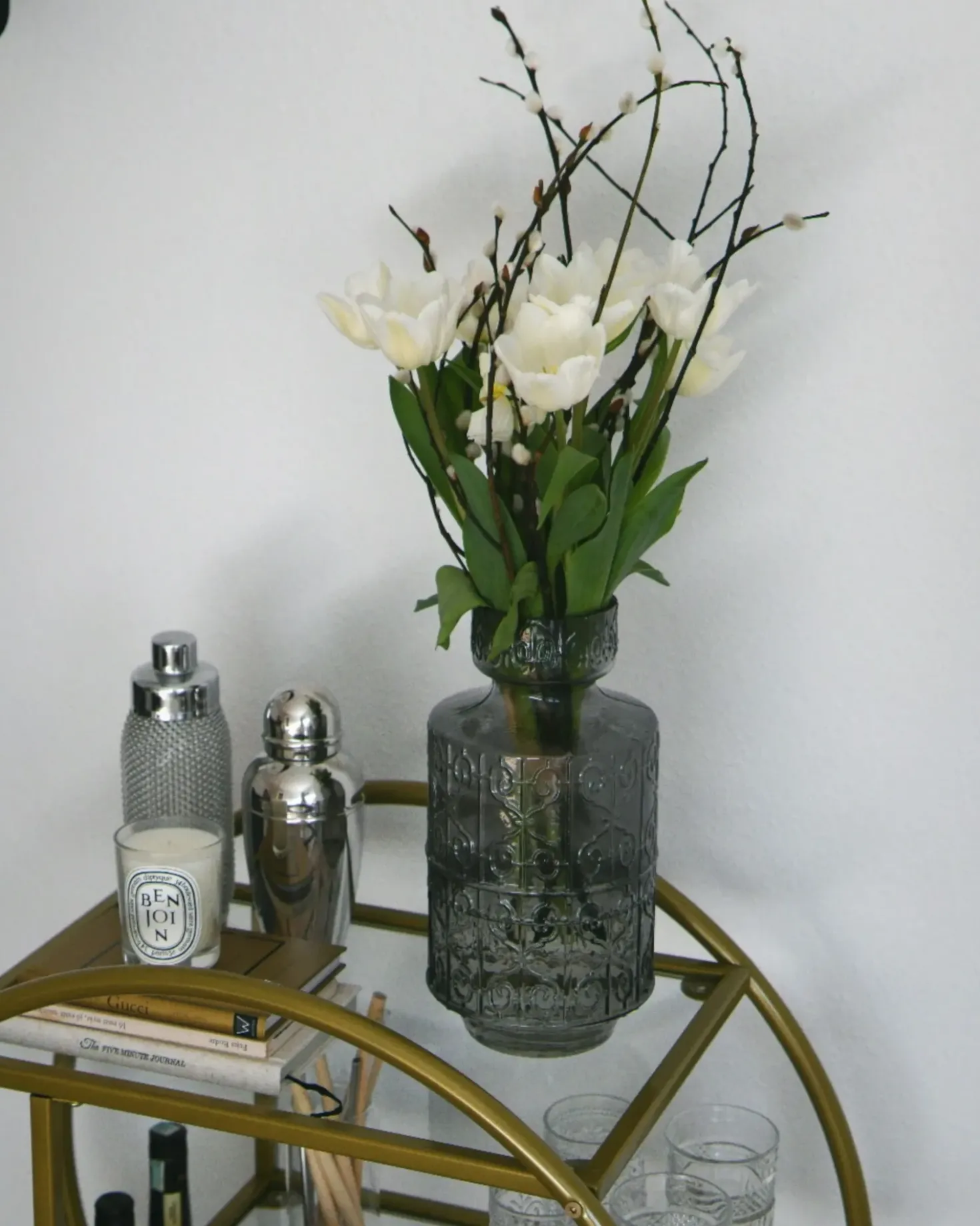 Vaso da fiori DIKELLA Vetro 33 cm Grigio