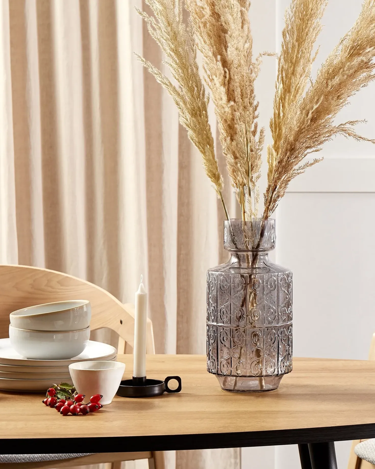 Vaso da fiori DIKELLA Vetro 33 cm Grigio