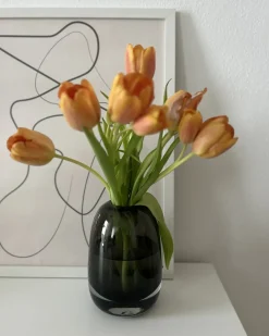 Vaso da fiori FYSKA Vetro 18 cm Grigio scuro