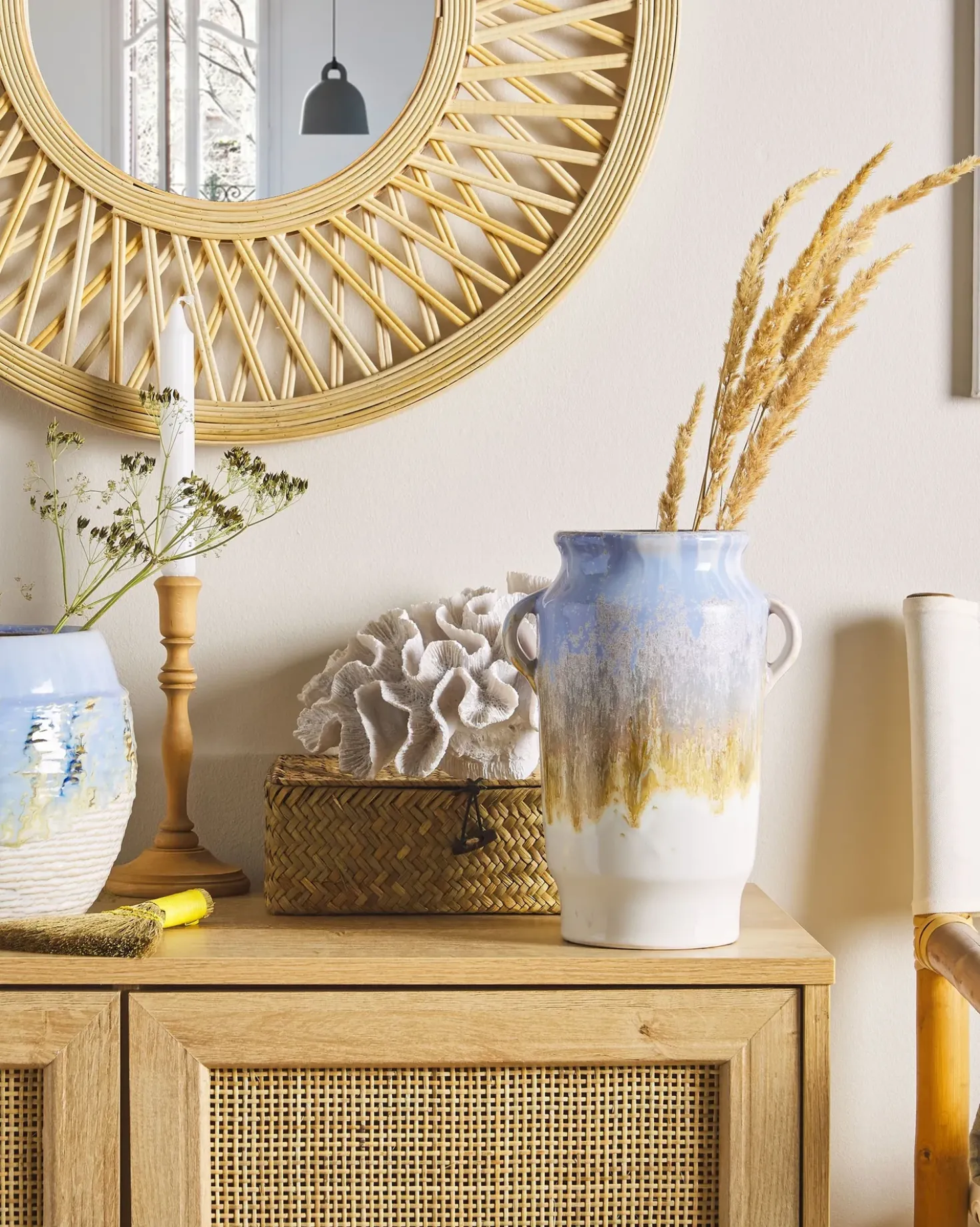 Vaso da fiori GERRHA Gres porcellanato 25 cm Azzurro