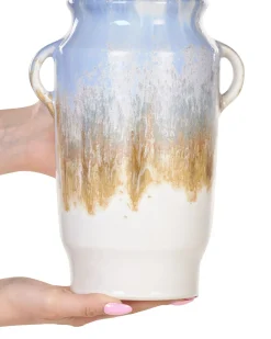 Vaso da fiori GERRHA Gres porcellanato 25 cm Azzurro