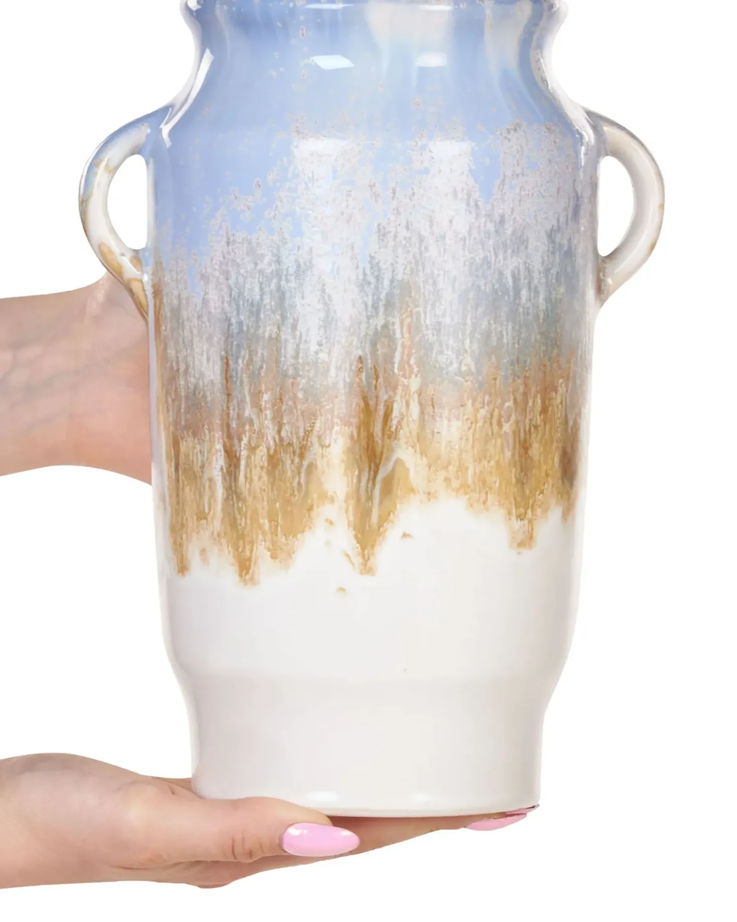 Vaso da fiori GERRHA Gres porcellanato 25 cm Azzurro
