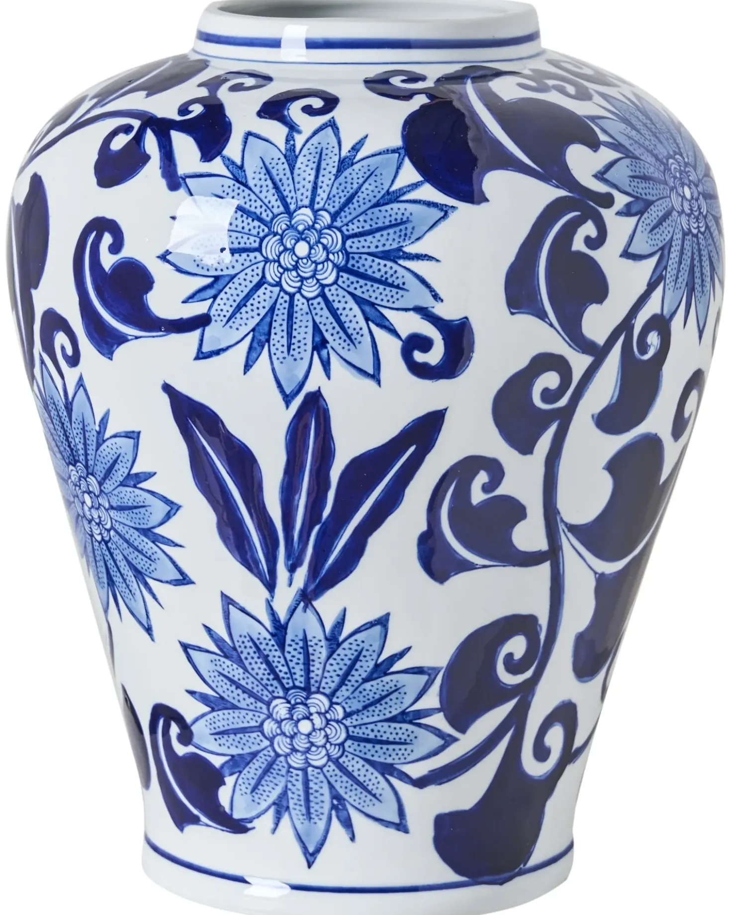 Vaso da fiori GIRONA Porcellana 35 cm Bianco/Blu