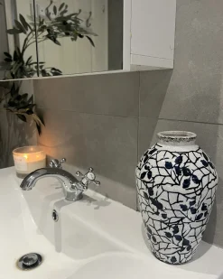 Vaso da fiori MALLIA Gres porcellanato 22 cm Bianco