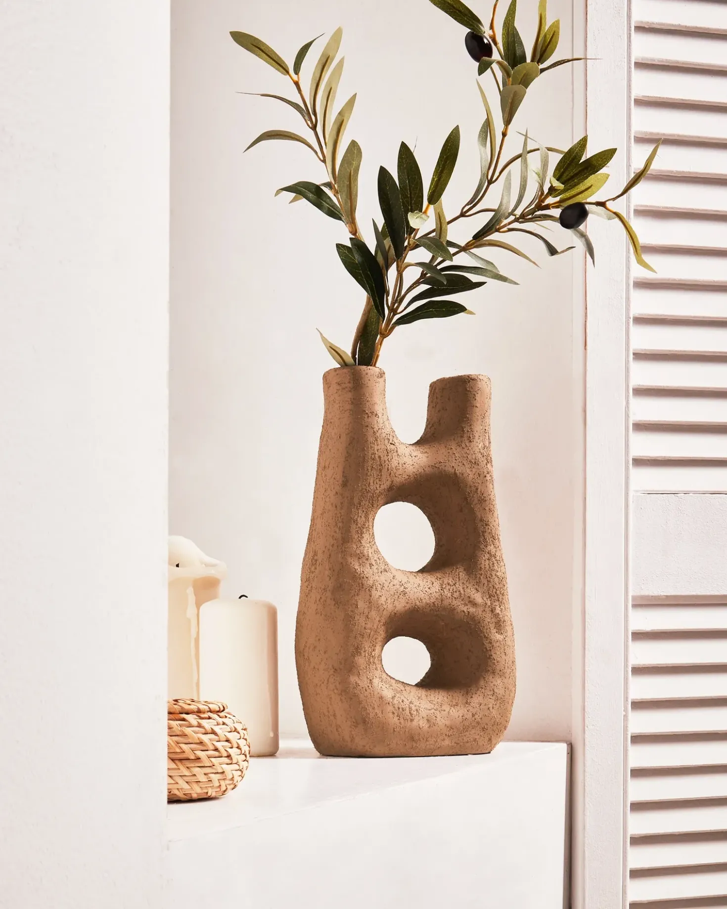 Vaso da fiori UARU Gres porcellanato 27 cm Marrone