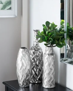 Vaso decorativo ARPAD Gres porcellanato 33 cm Argento