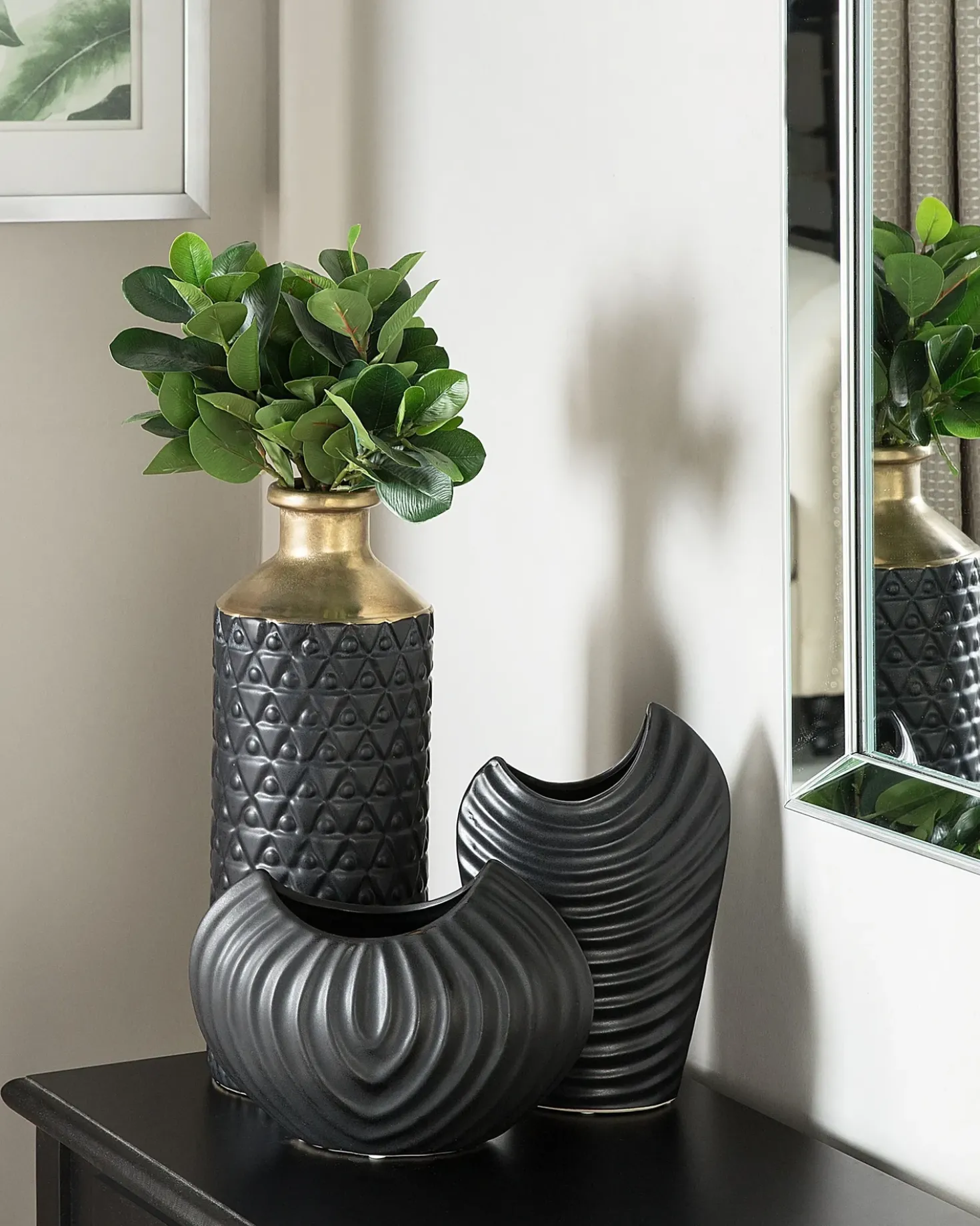 Vaso decorativo ARSIN Gres porcellanato 39 cm Nero