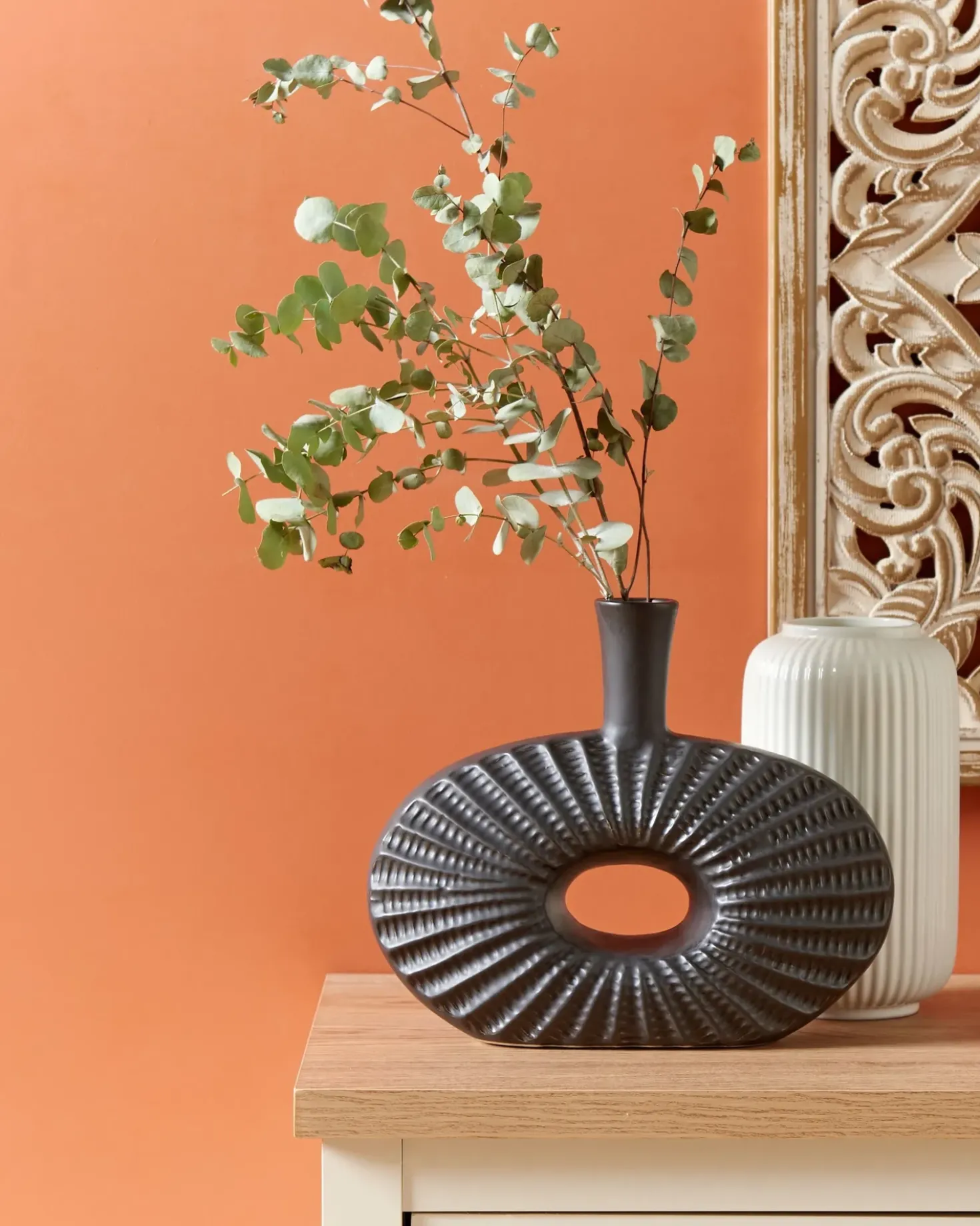 Vaso decorativo ARWAD Gres porcellanato 24 cm Nero