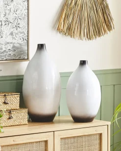 Vaso decorativo BAEZA Ceramica 36 cm Bianco