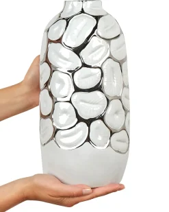 Vaso decorativo CENABUM Gres porcellanato 34 cm Bianco