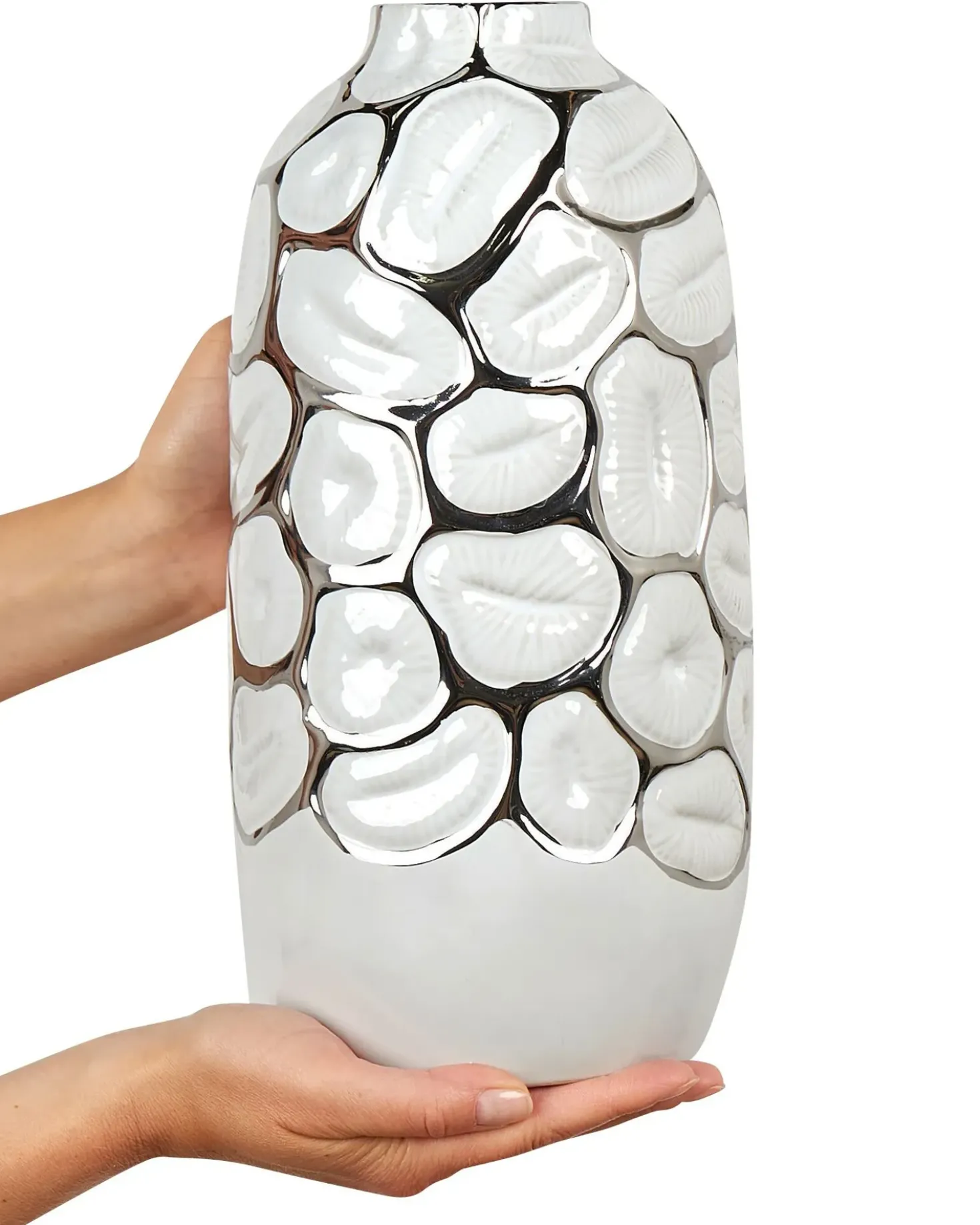 Vaso decorativo CENABUM Gres porcellanato 34 cm Bianco