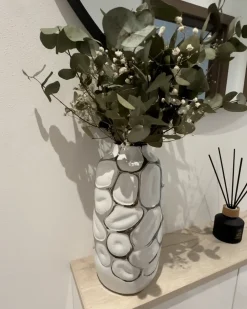 Vaso decorativo CENABUM Gres porcellanato 28 cm Bianco