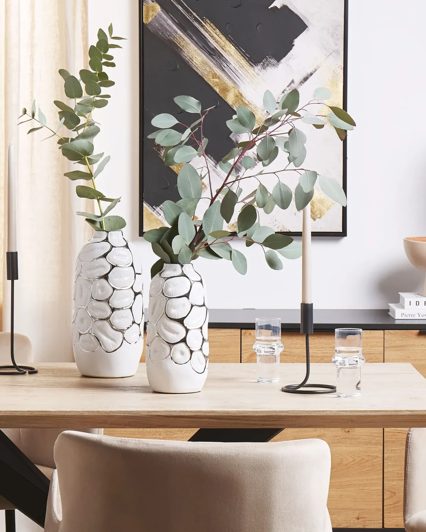 Vaso decorativo CENABUM Gres porcellanato 28 cm Bianco