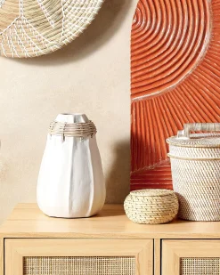 Vaso decorativo KAMPAR Ceramica 30 cm Bianco