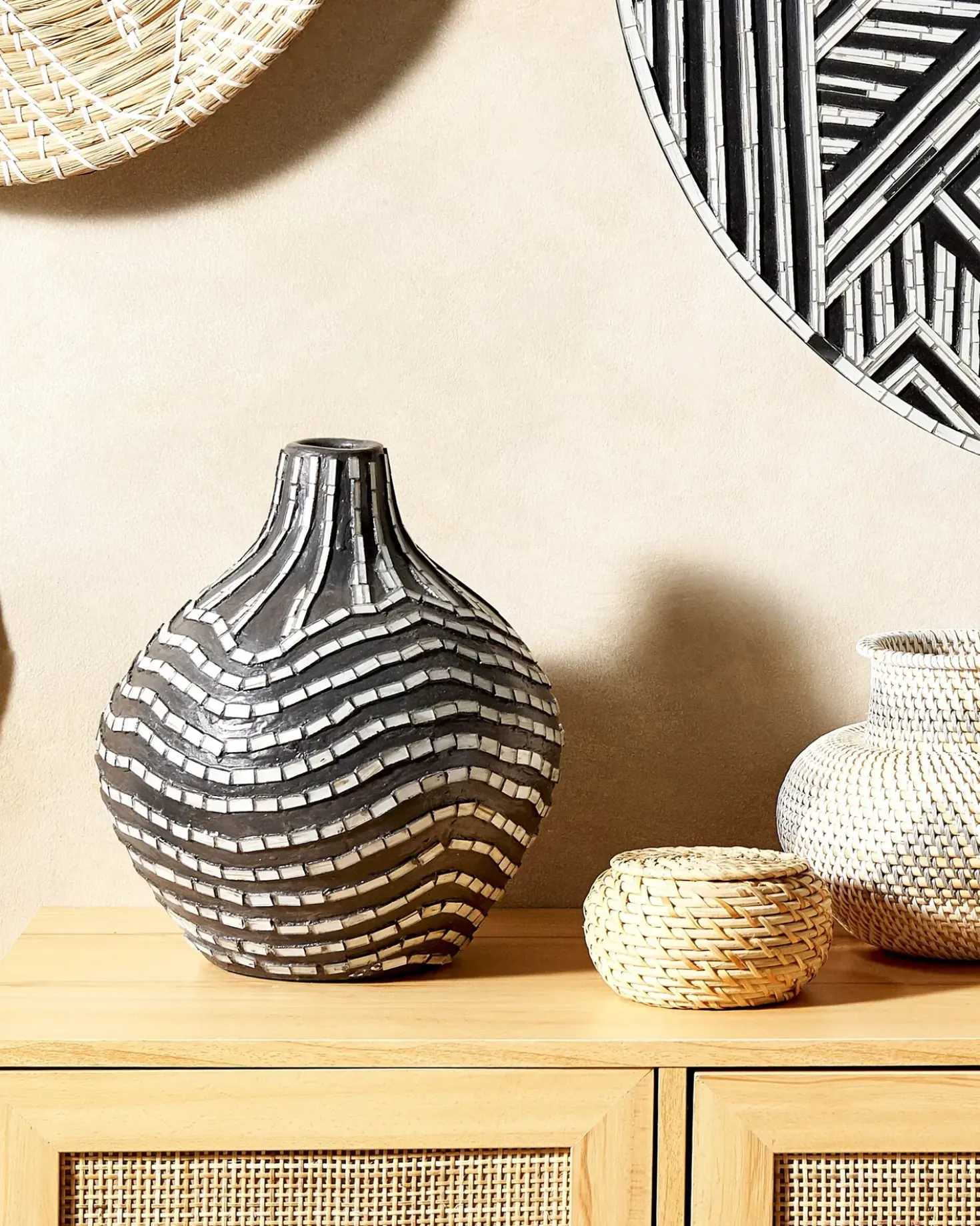 Vaso decorativo KUALU Ceramica 35 cm Nero
