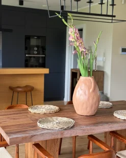 Vaso decorativo KULIM Ceramica 40 cm Beige sabbia
