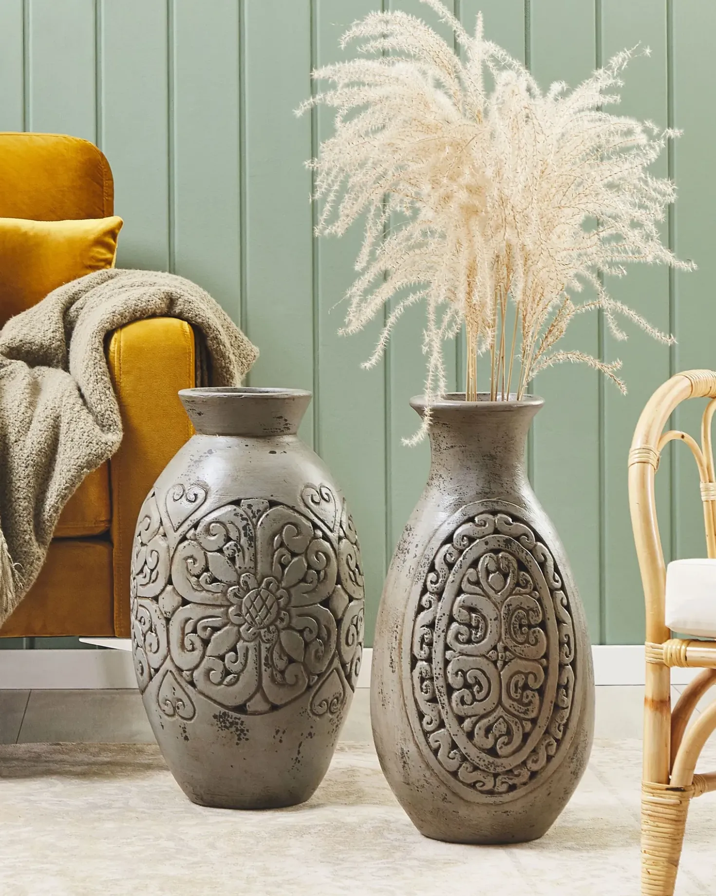 Vaso decorativo MEGARA Ceramica 51 cm Grigio