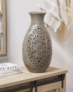 Vaso decorativo MEGARA Ceramica 51 cm Grigio