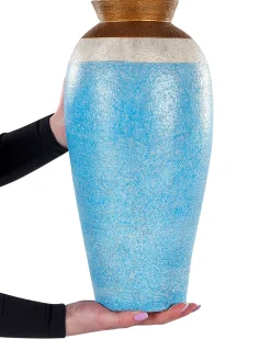 Vaso decorativo PLATEJE Ceramica 42 cm Blu