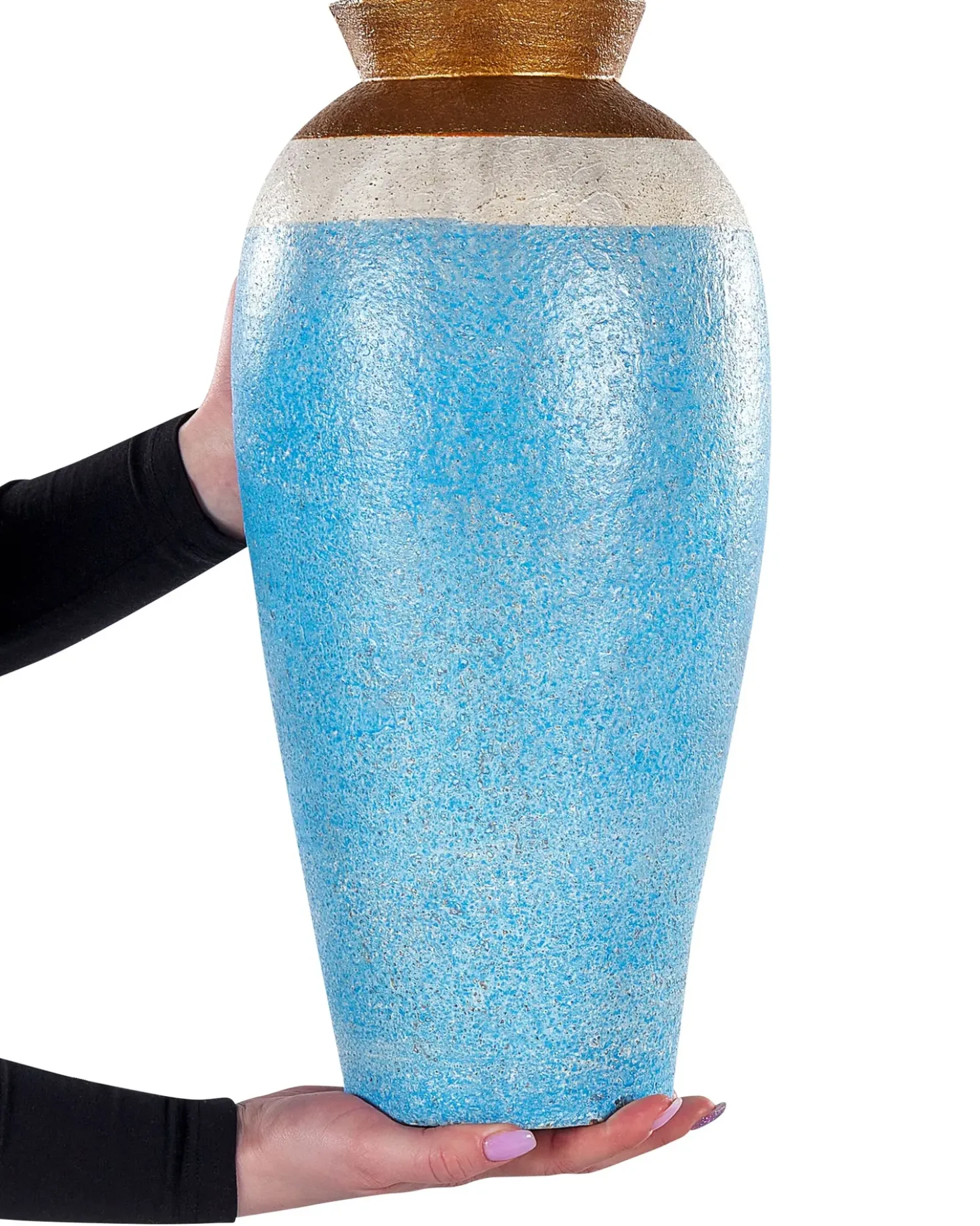 Vaso decorativo PLATEJE Ceramica 42 cm Blu