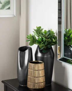 Vaso decorativo QANAWAT Gres porcellanato 22 cm Oro