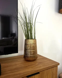 Vaso decorativo QANAWAT Gres porcellanato 22 cm Oro