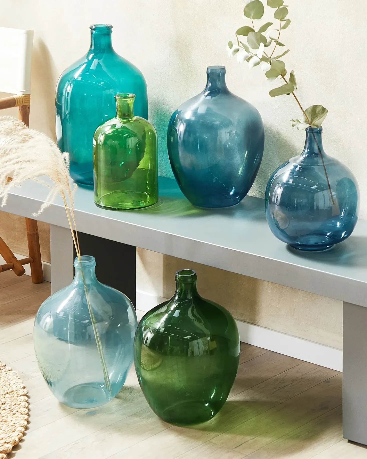 Vaso decorativo SAMOSA Vetro 48 cm Turchese