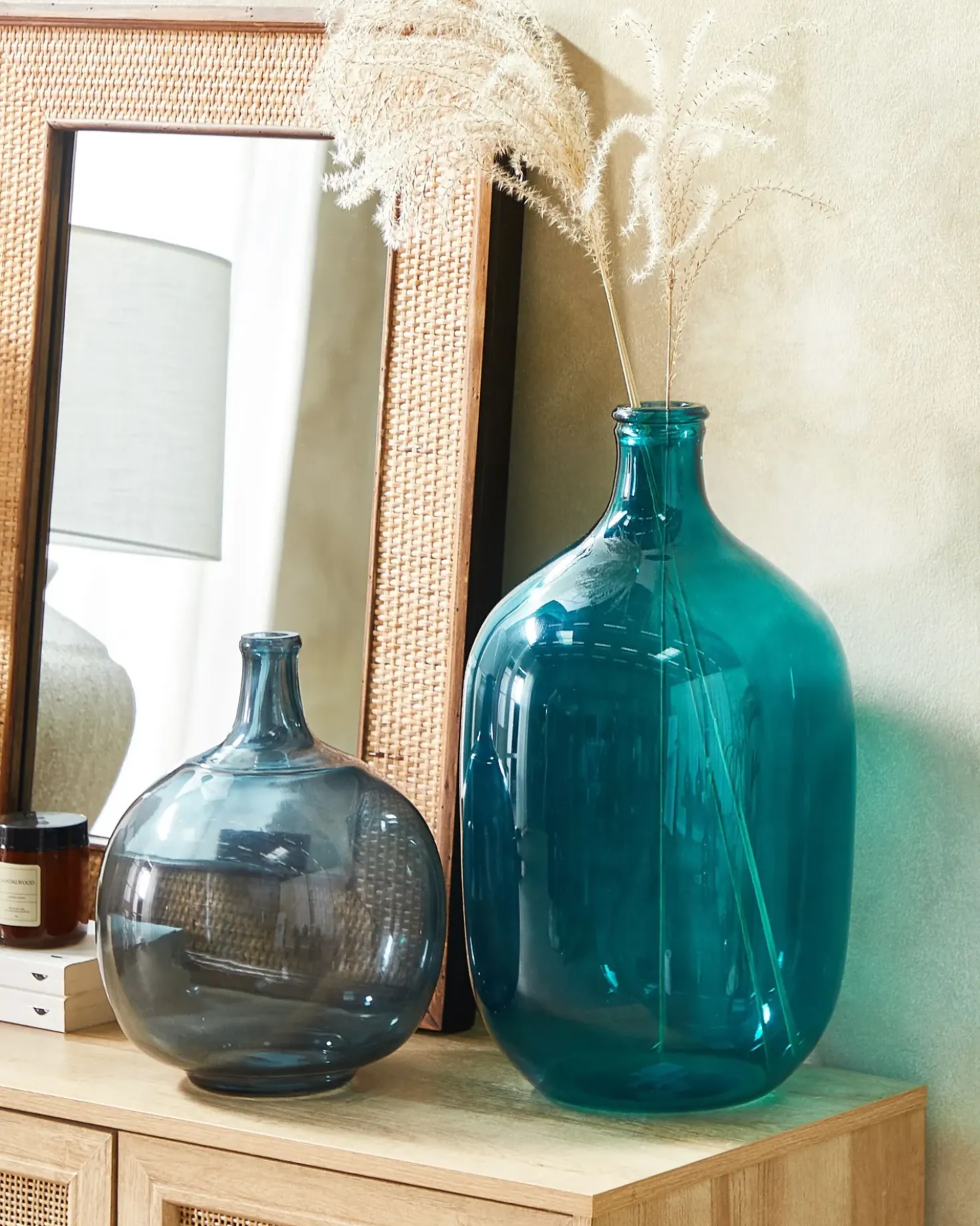 Vaso decorativo SAMOSA Vetro 48 cm Turchese