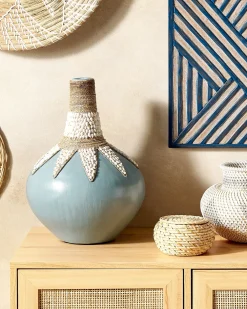 Vaso decorativo SILAU Ceramica 43 cm Blu