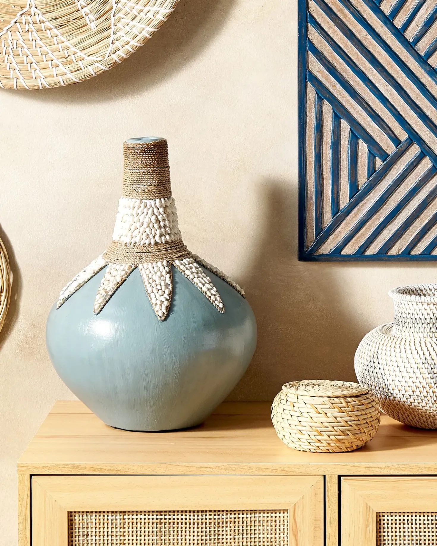 Vaso decorativo SILAU Ceramica 43 cm Blu