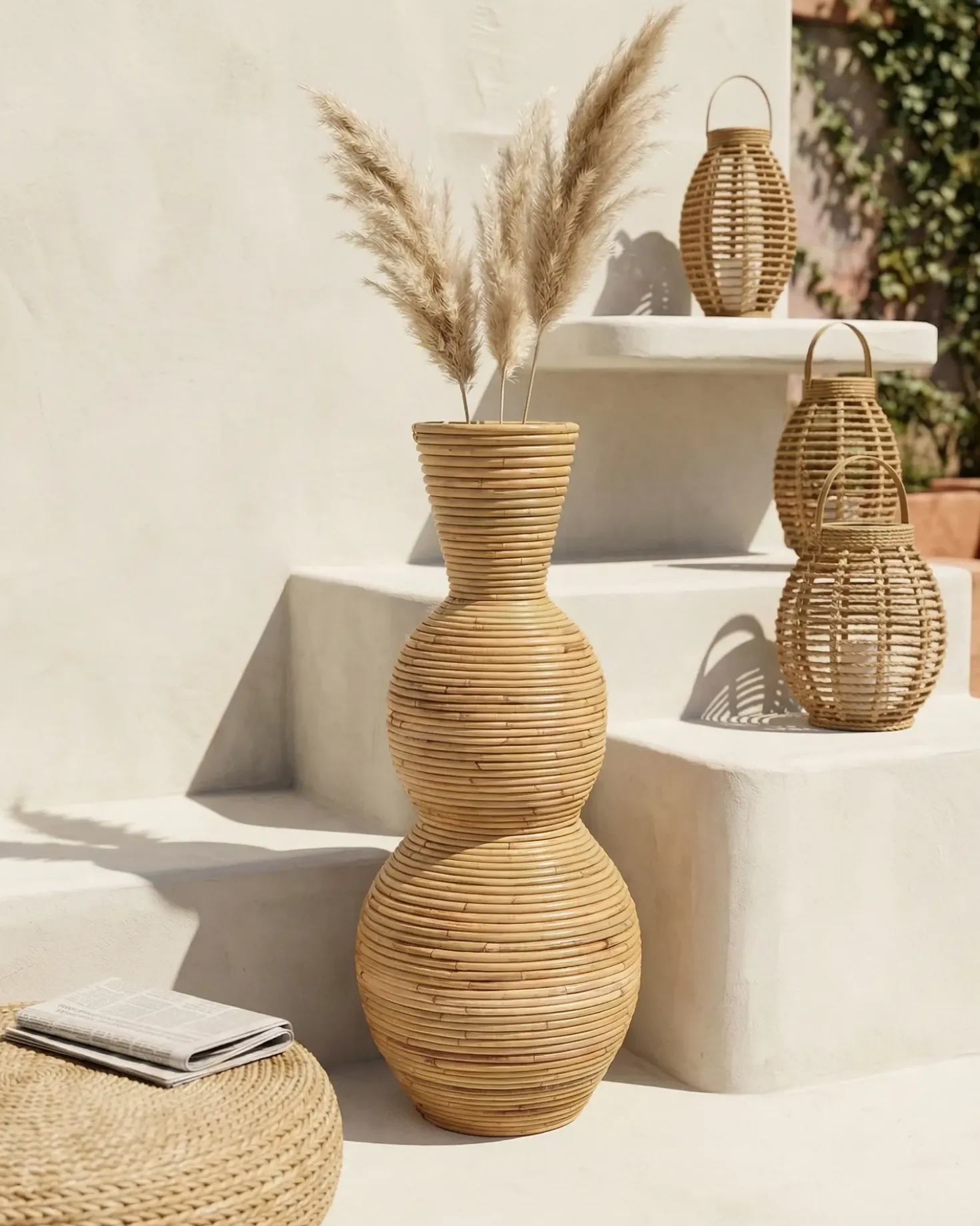 Vaso decorativo SYMI Rattan 70 cm Naturale