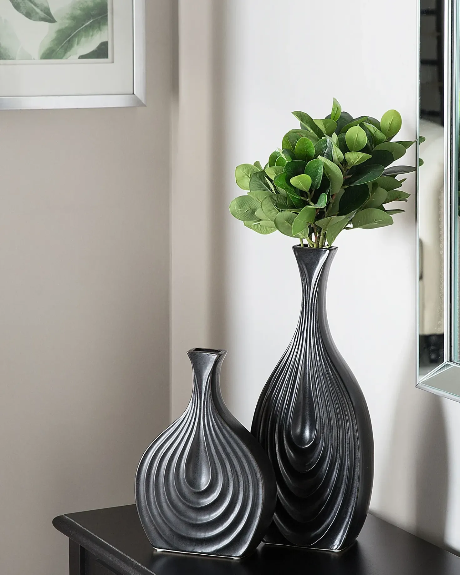 Vaso decorativo THAPSUS Ceramica 39 cm Nero