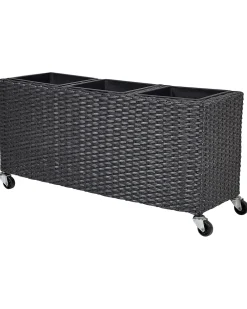 Vaso per piante BELLIS Rattan sintetico (PE) 82 cm Nero
