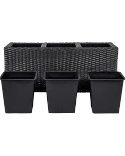 Vaso per piante BELLIS Rattan sintetico (PE) 82 cm Nero